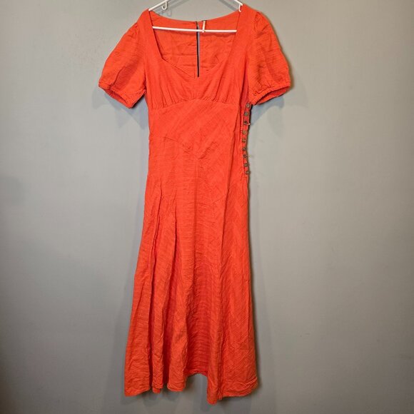 Free People Dress Catch The Light Orange Short Sleeve Womens Medium - Picture 1 of 11